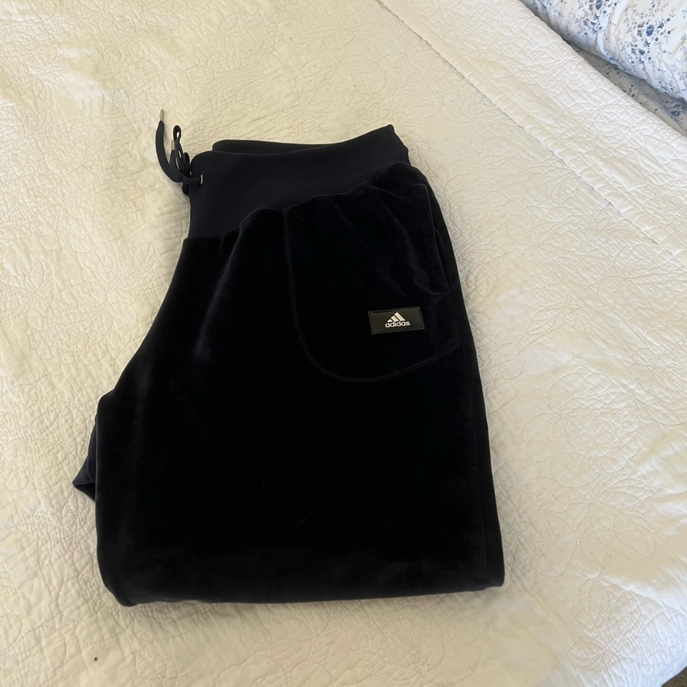 ADIDAS VELOUR NAVY BLUE WOMENS SWEATPANTS